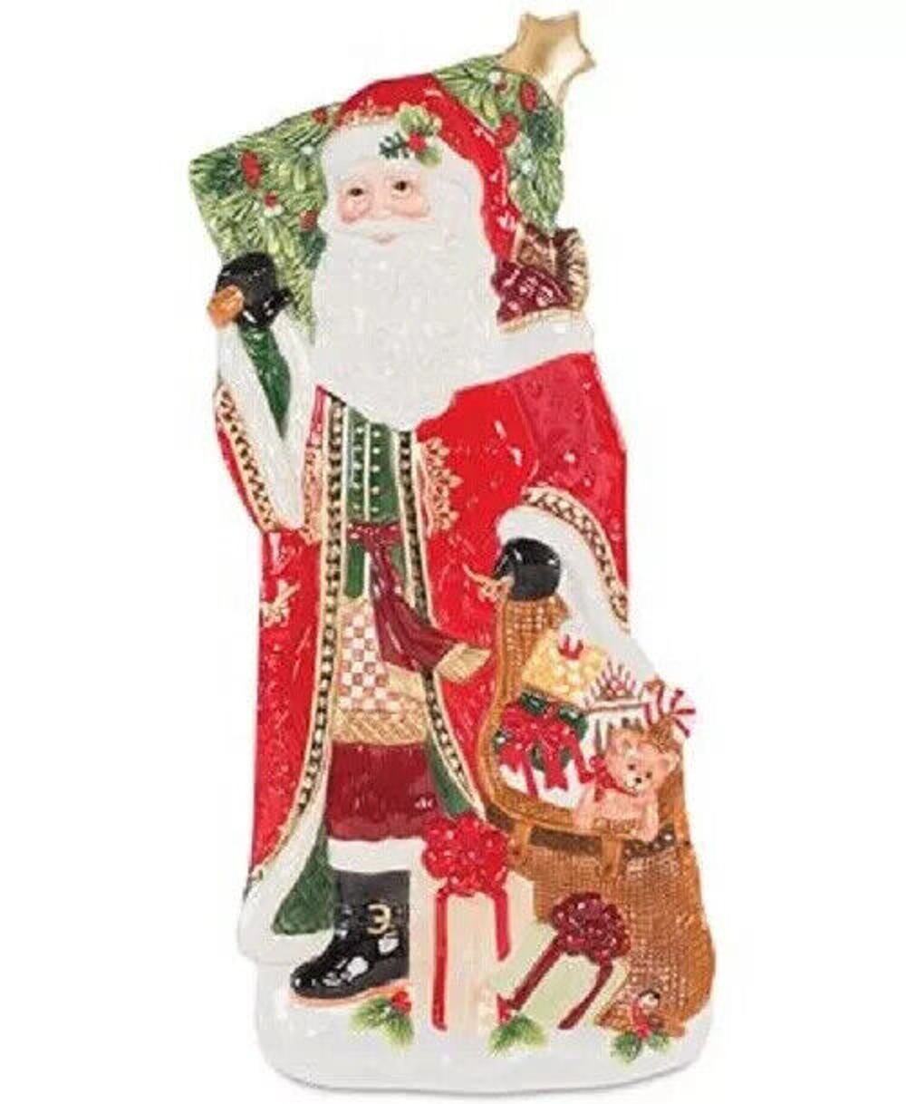 Fitz & Floyd Holiday Tidings Ceramic Santa Elongated Tray Original Box 2017